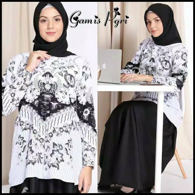 Gamis PGRI S M L XL XXL Batik PGRI Model Setelan Pendek