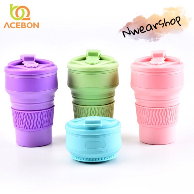 Gelas lipat silikon warna biru