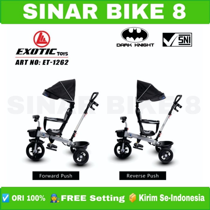 Sepeda Anak Roda Tiga 3 Tricycle EXOTIC ET 1262 Batman Dark Knight Tricycle Anak