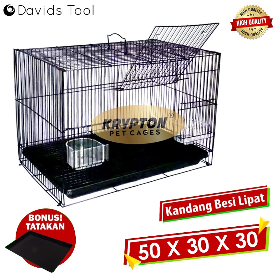 Kandang Besi Lipat Burung Kucing Sangkar Sugar Glider Hamster Kelinci 50x30x30