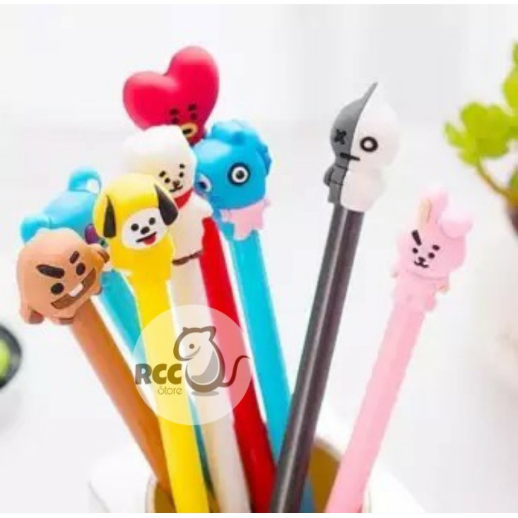 

Pulpen Pena Gel Unik Karakter BTS BT21 Chimmy Tata Koya Cooky Mang DLL