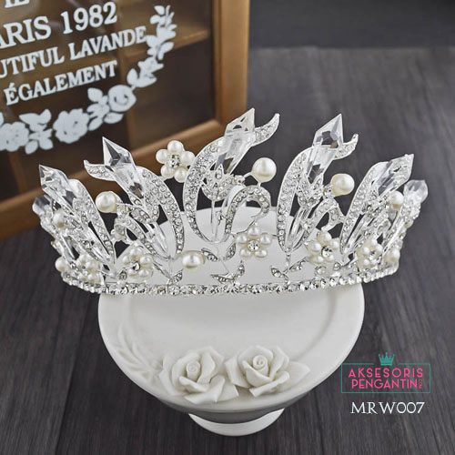 [BISA COD] AKSESORIS WANITA MAHKOTA WEDDING WEDDING CROWN CRYSTAL MRW007