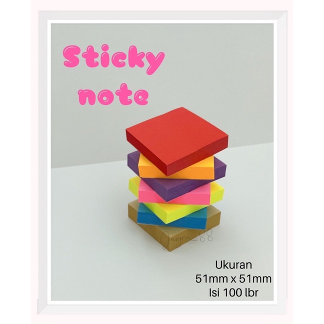 post-it ukuran 5cm x 5cm memo sticky note kertas tempel super sticky notes warna warni memopad