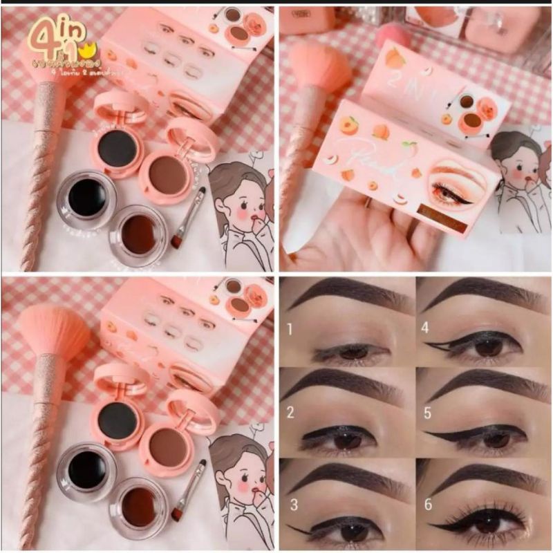 EYEBROW &amp; EYELINER GEL KISS BEAUTY 9954 PEACH/MATA SATU WATERPROOF