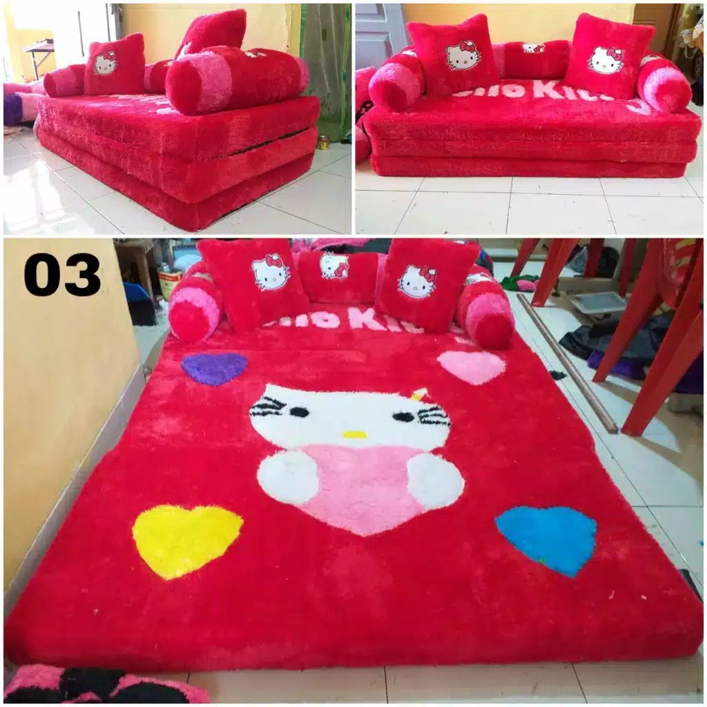 Kasur Busa Bulu Rasfur Lipat Helokity / Sofabed Bulu Rasfur 10 cm