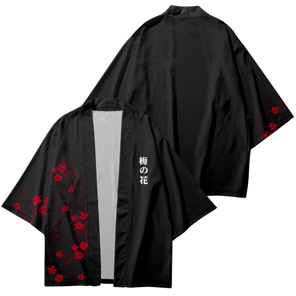 baju 2022 New COD Loose Oversized Black Solid Color Summer Kimono Jepang Wanita Pria Pakaian Cardiga