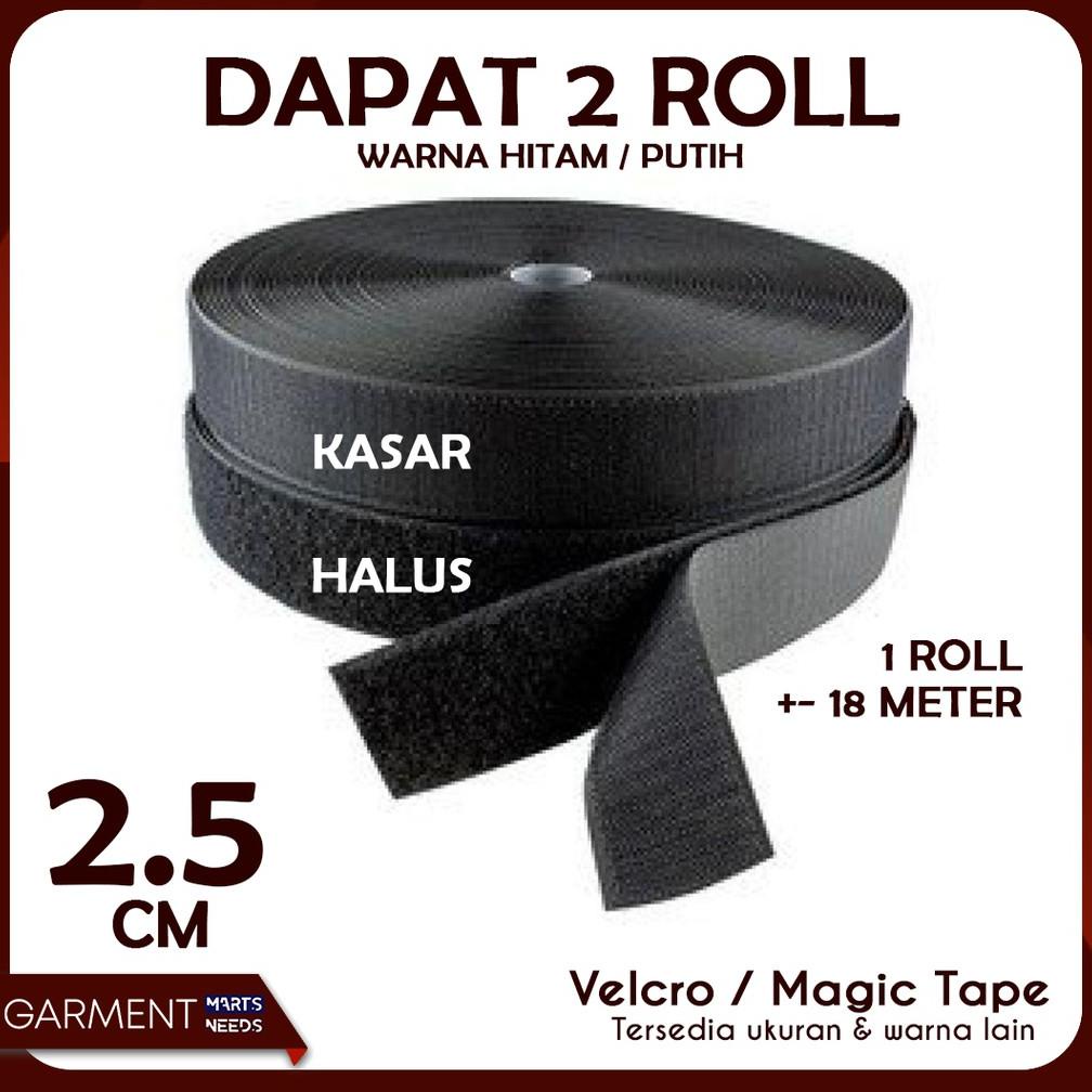 

PROMO!!! VELCRO 2,5 CM MAGIC TAPE KASAR HALUS 18 METER