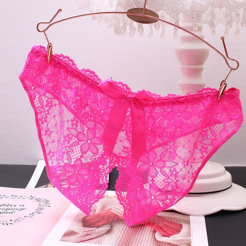 Celana Dalam Wanita Sexy Crotchless Ukuran Jumbo Transparan G String Lingerie Hollow Keluar Thongs Renda C150