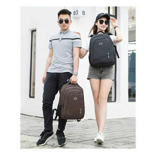 Navy Club Tas Ransel Laptop Backpack built in USB Charger Up to 15 inch Anti Air 62062