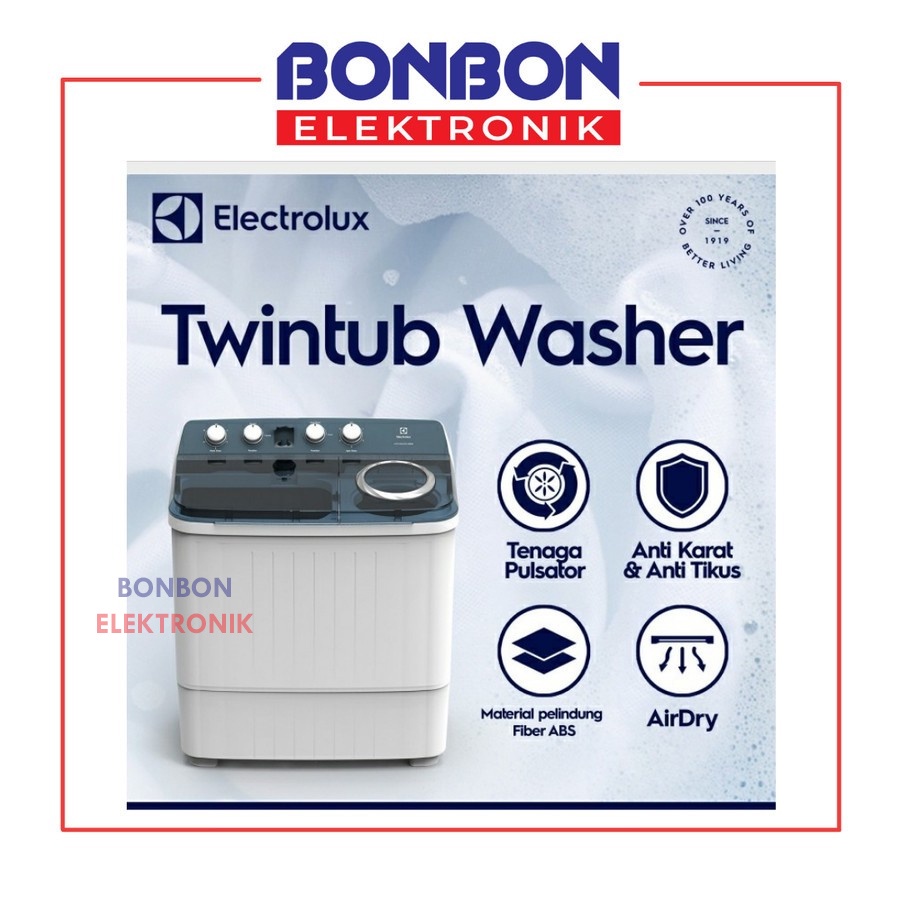 Electrolux Mesin Cuci 2 Tabung 12KG EWS13262WA / EWS 13262 WA / 13262WA