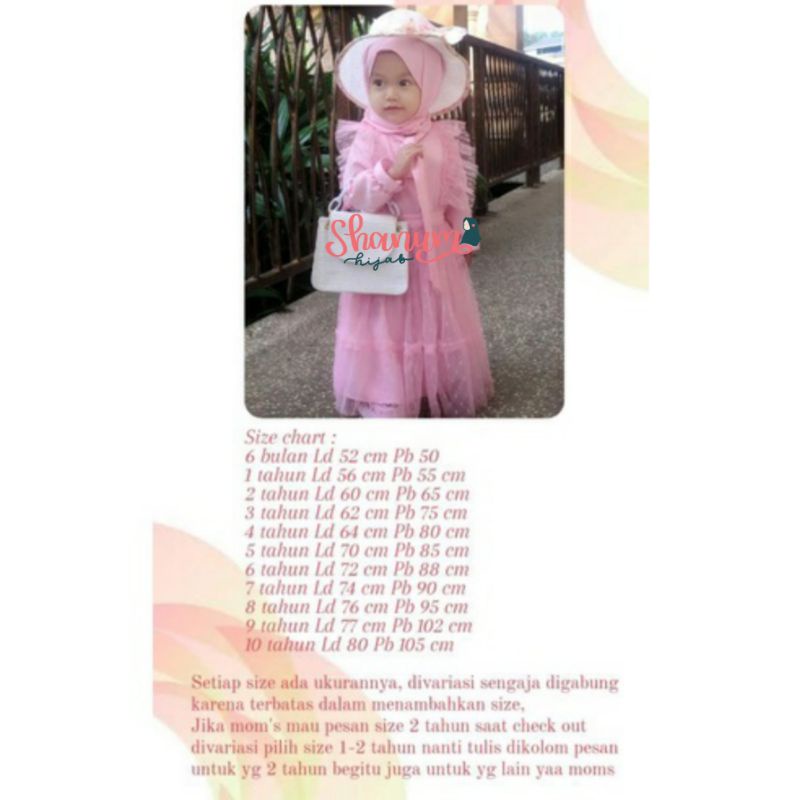 gamis anak/gamis bayi/couple ibu dan anak perempuan/dress anak/gamis pesta/gamis Shireen