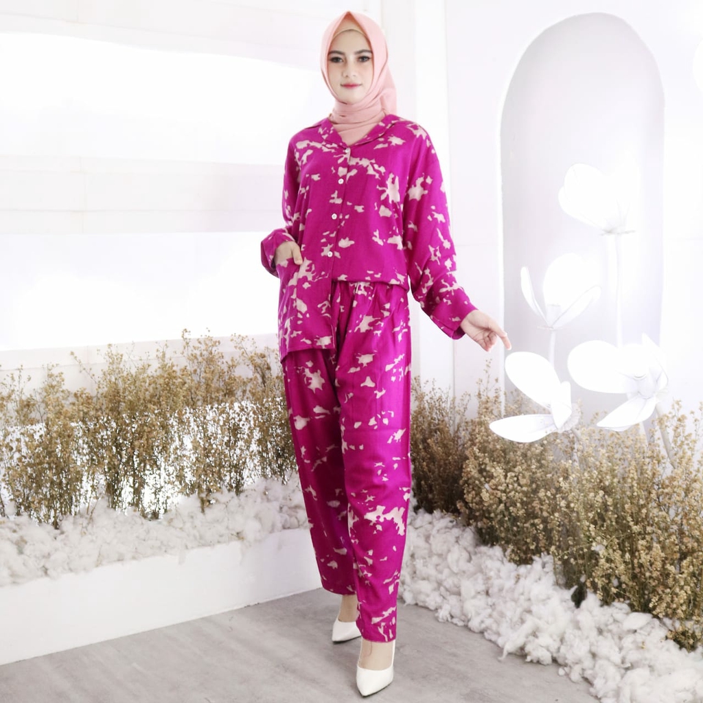 Setelan One Set Piyama PP Aria Bahan Rayon PP, CP HP XL &amp; XXL