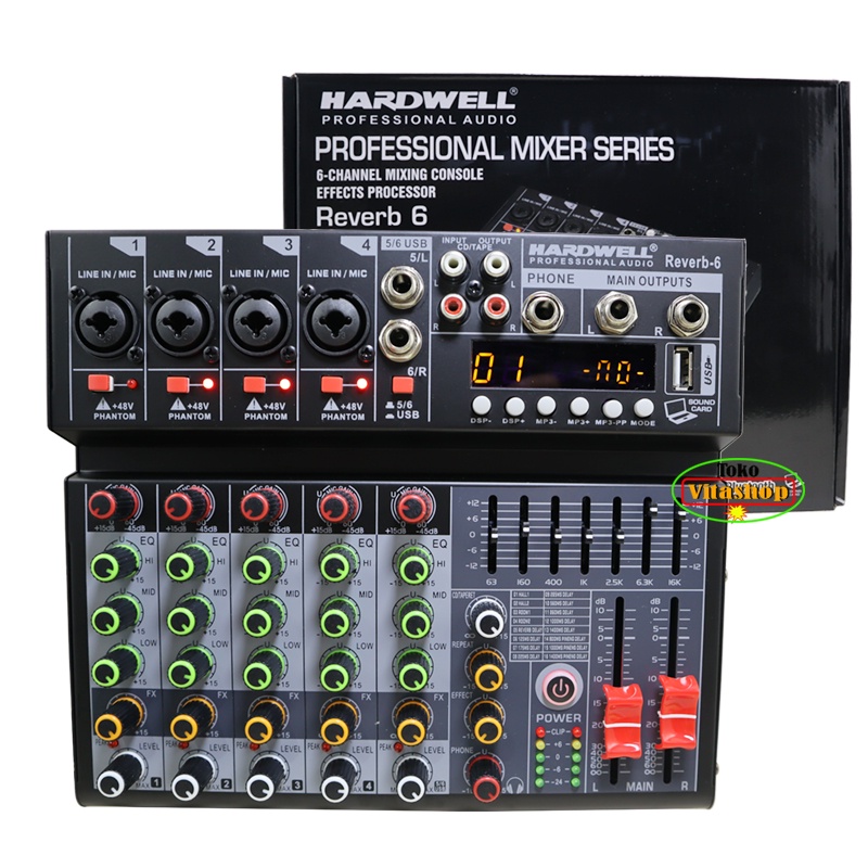 MIXER AUDIO HARDWELL REVERB 6 MIKSER WITH BLOOETOTH USB SOUNDCARD ASLI