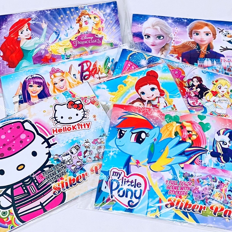 

delunashop sticker pad 1full color scene with label stiker anak