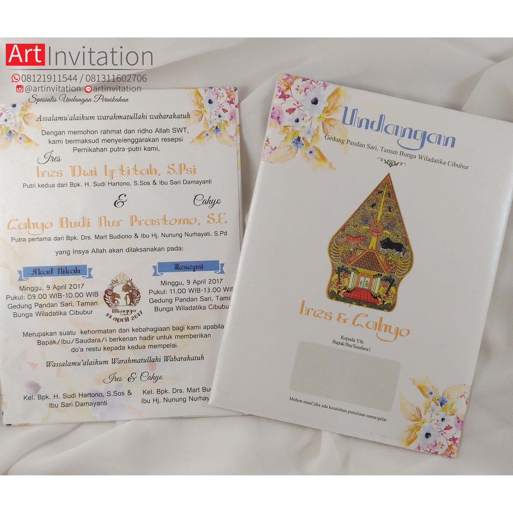 Undangan Pernikahan Hardcover Single Board Amplop Full Color Undangan Murah Depokk