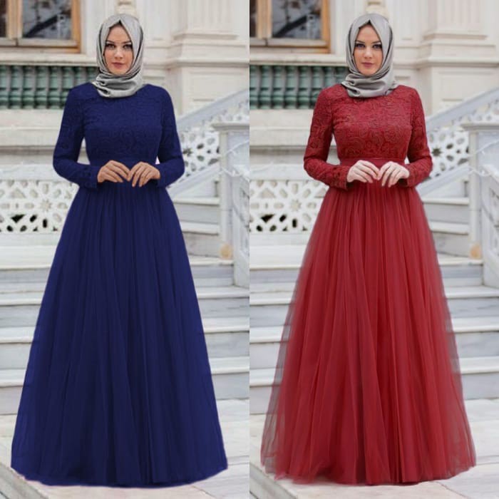 ALMAER MAXI DRESS READY 3UKURAN  / MAXI PESTA BRUKAT ALMAER / MAXI KONDANGAN vV-2