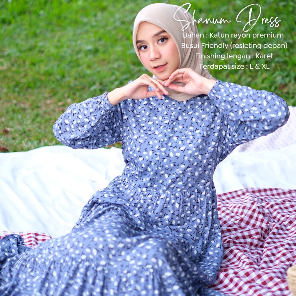 Homey Dress SHANUM - Gamis Dewasa Motif Jumbo Bahan Katun Rayon Premium