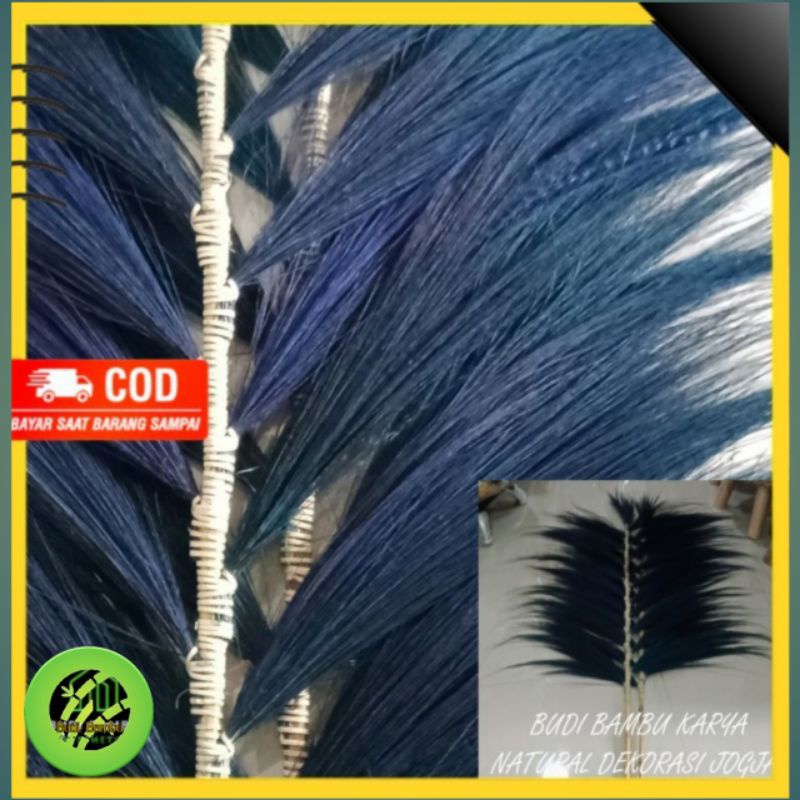 Dekorasi Rayung Kering Warna Biru Dongker Murah | Home decor Bunga Rayung Tangkai Besar | Rayung Dek