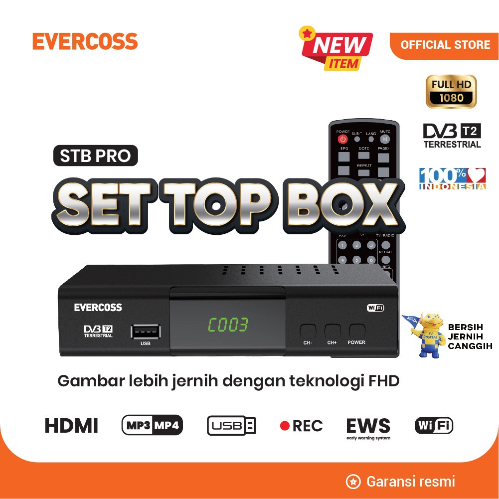 STB SET TOP BOX PRO RECEIVER DIGITAL  TV DVB T2 TABUNG EVERCOSS FULL HD 0003