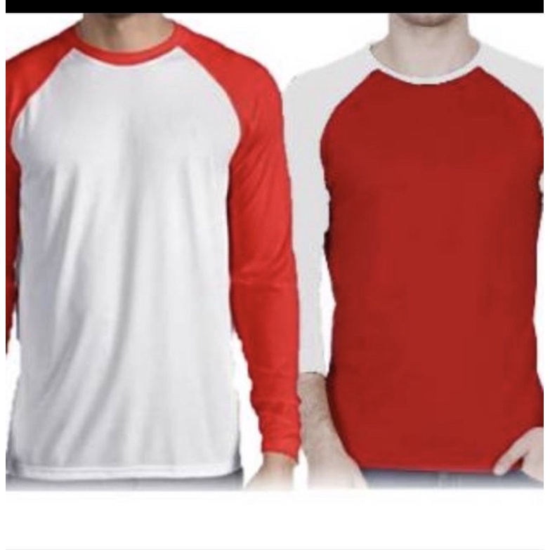 KAOS RAGLAN MERAH PUTIH-PUTIH MERAH LENGAN PANJANG READY SIZE M,L,XL,XXL