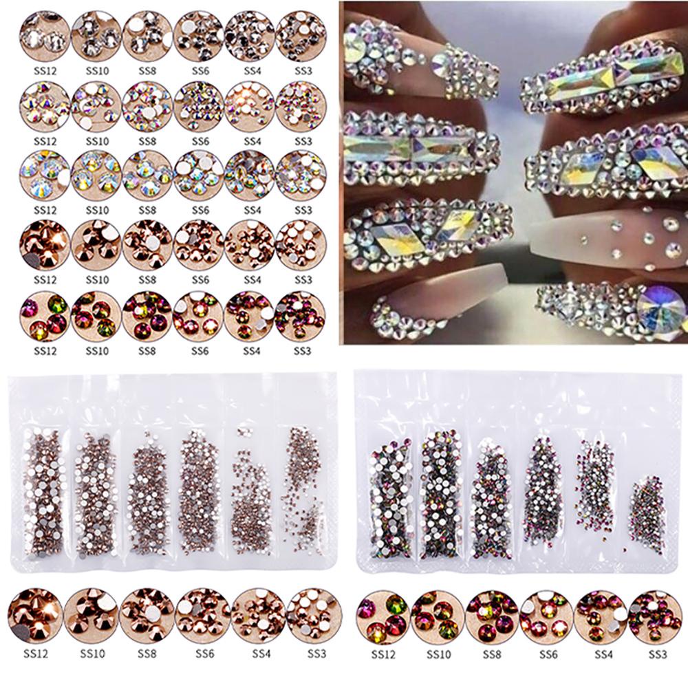 Mxbeauty 1440pcs Kristal Kaca Warna Rose Gold Untuk Dekorasi Nail Art