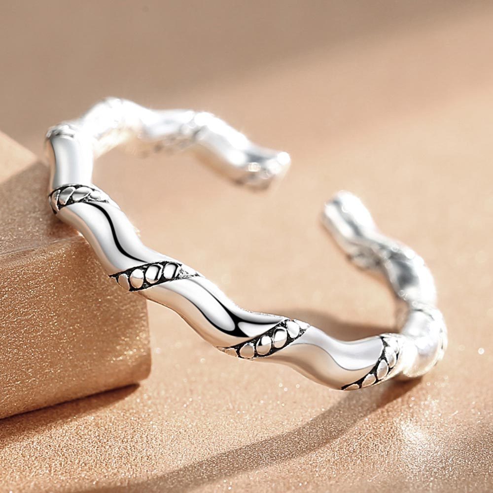 925 Perak Cincin Untuk Wanita/pasangan Cincin yang Dapat Disesuaikan Perhiasan Retro Slub punk