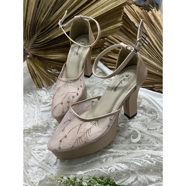 sepatu wanita rosegold tali 10cm