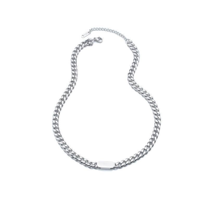 Eropa dan Amerika in fashion merek hip hop kalung pria dan wanita pendek kalung stainless steel loga