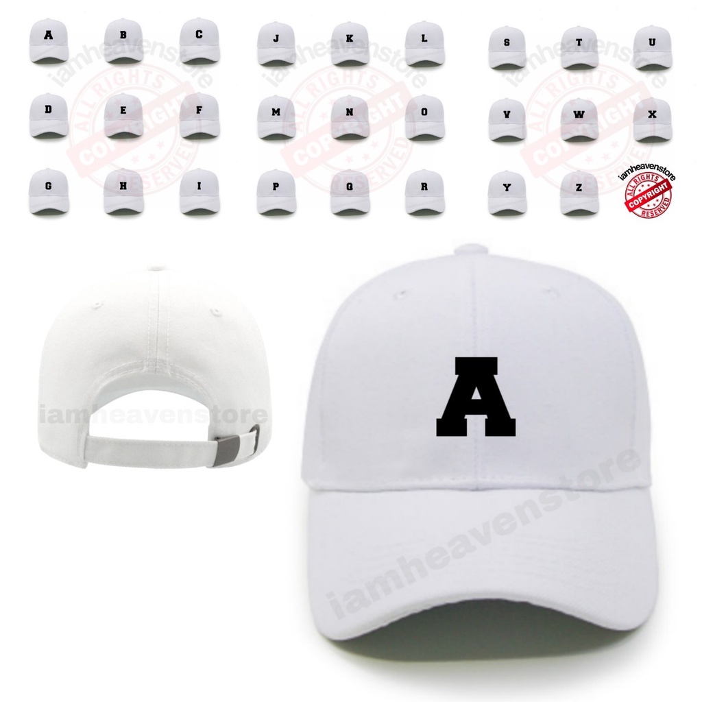 Topi Baseball Putih Abjad Huruf Teks Alphabet A B C D E F G H I J K L M N O P Q R S T U V W X Y Z Basebalcap White