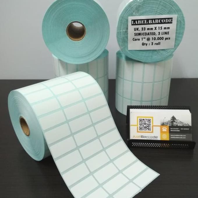 

Produk Terbaik] Kertas Stiker Printer Barcode 33 X 15 Mm - 3 Line - Semicoated 10.000
