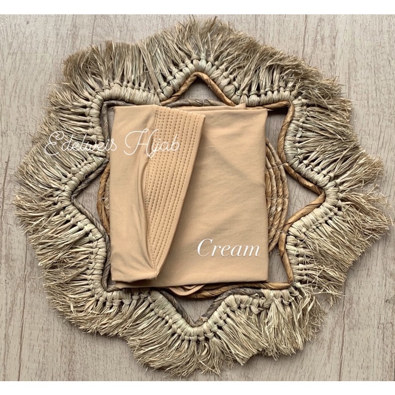 Bergo Hamidah ( ORI ) / Bergo Jersey Menutup Dada / Hijab Instan Jersey-Cream