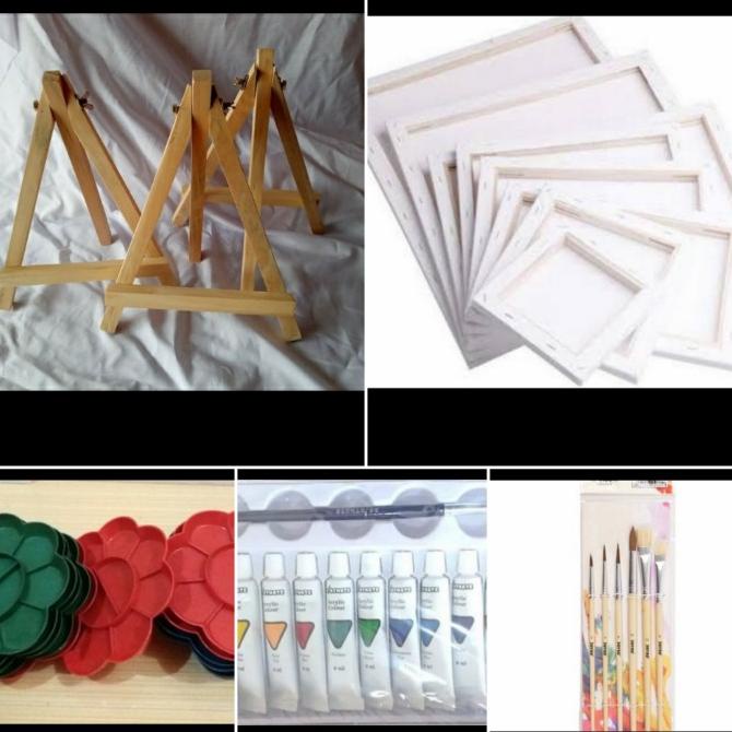 

TERBARUU!! Paket Promo Alat Lukis + Kanvas 20x30 + mini easel PROMO