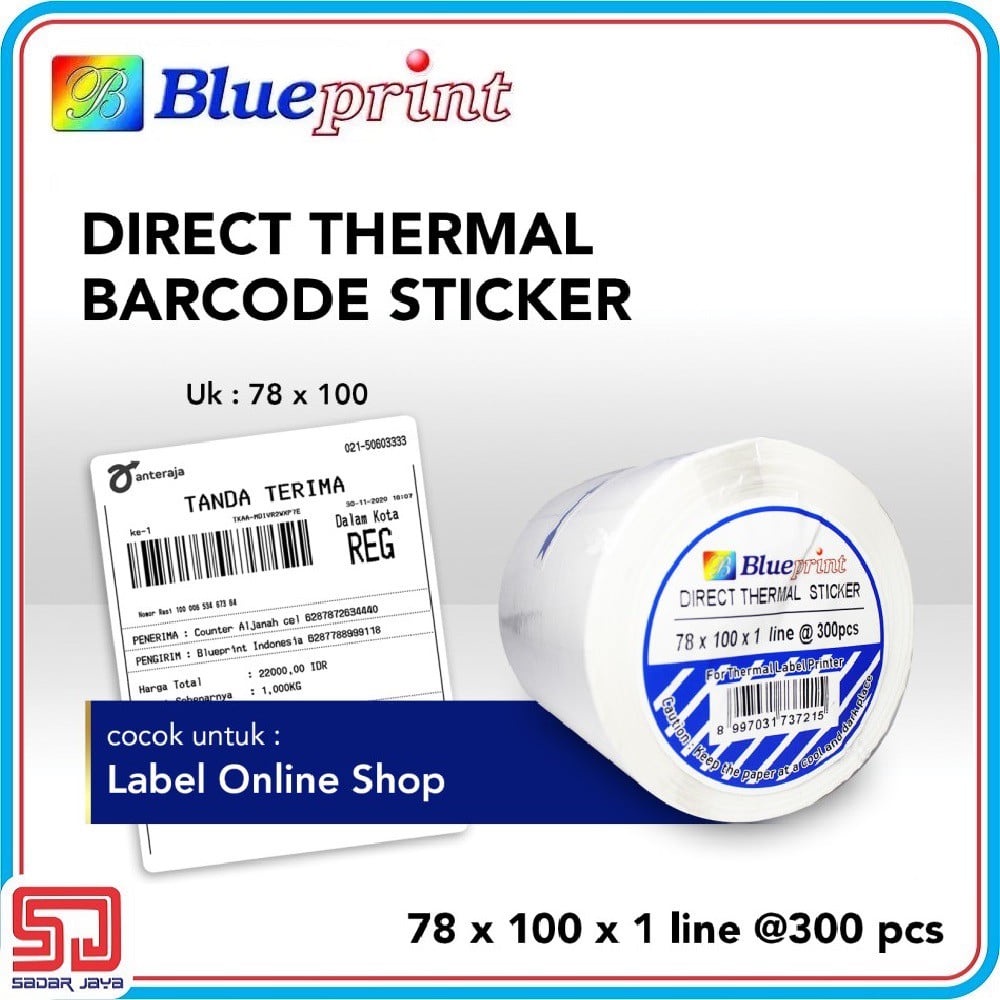 

Direct Thermal Sticker Label 78 x 100mm Blueprint Label Barcode Online