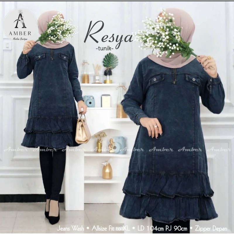 ATASAN JEANS WANITA 2022  MODERN  BAJU JEANS PEREMPUAN KEKINIAN TUNIK  DEWASA   TERMURAH TERBARU LEN