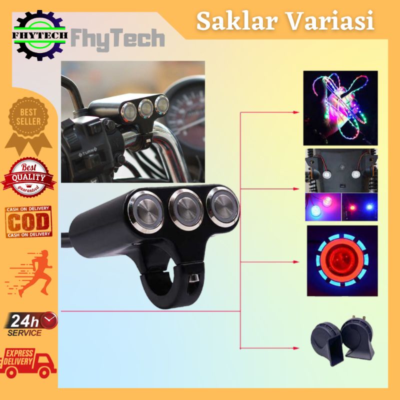 Saklar Switch Variasi Rakitan Tambahan Lampu Stir Setir Sepeda Motor
