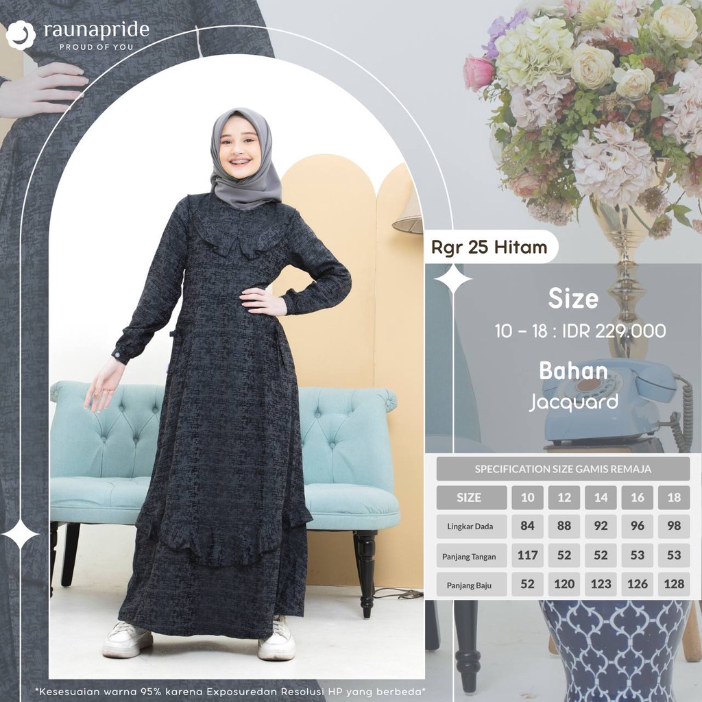 gamis remaja rauna raunapride RGR 25 gamis syari terbaru original
