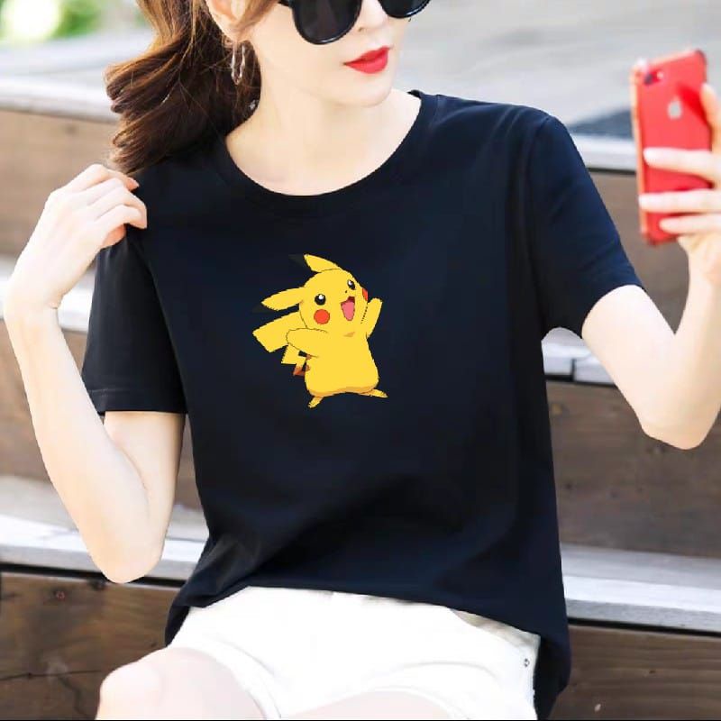 Kaos Wanita POKEMON Baju Wanita Catton Combed Kaos Oblong Wanita