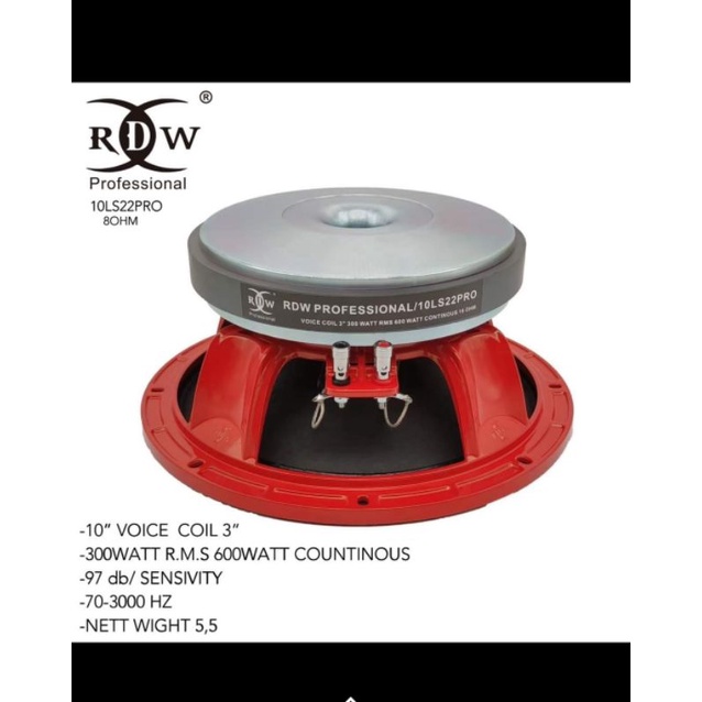 RDW 10ls22 pro speaker komponen rdw 10 ls22 pro 10inch mid original