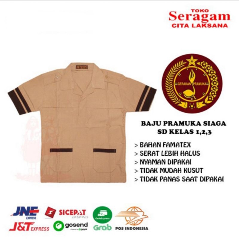 Baju Seragam Pramuka Siaga Lengan Pendek SD Kelas 1 2 3