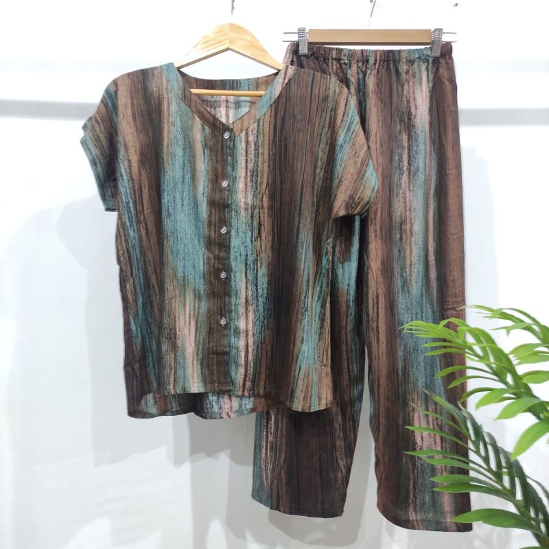 PIYAMA RAYON | PIYAMA VNECK | PIYAMA KEKINIAN | BAJU RUMAHAN-KCPD AO