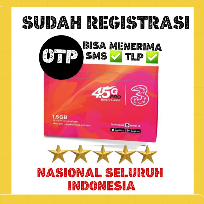 PERDANA KARTU TRI AON 1 GB sudah Registrasi tinggal pakai