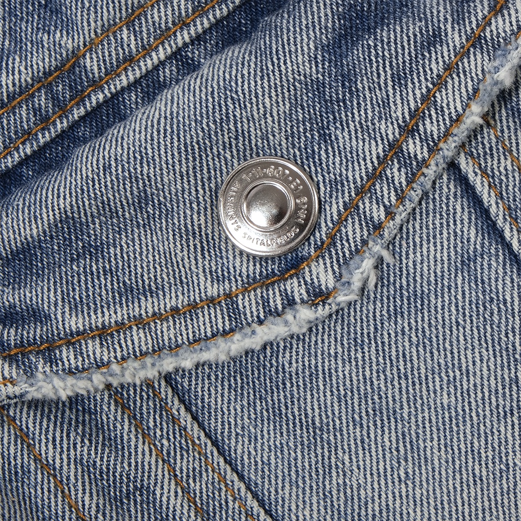 AllSaints Ilkley Sherpa-Lined Denim Jacket Washed Light Blue