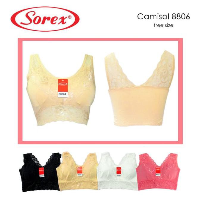 Pusat Bra Camisol Kamisol Renda Crop Top Sexy Sorex 8806 Best Seller - Merah Muda