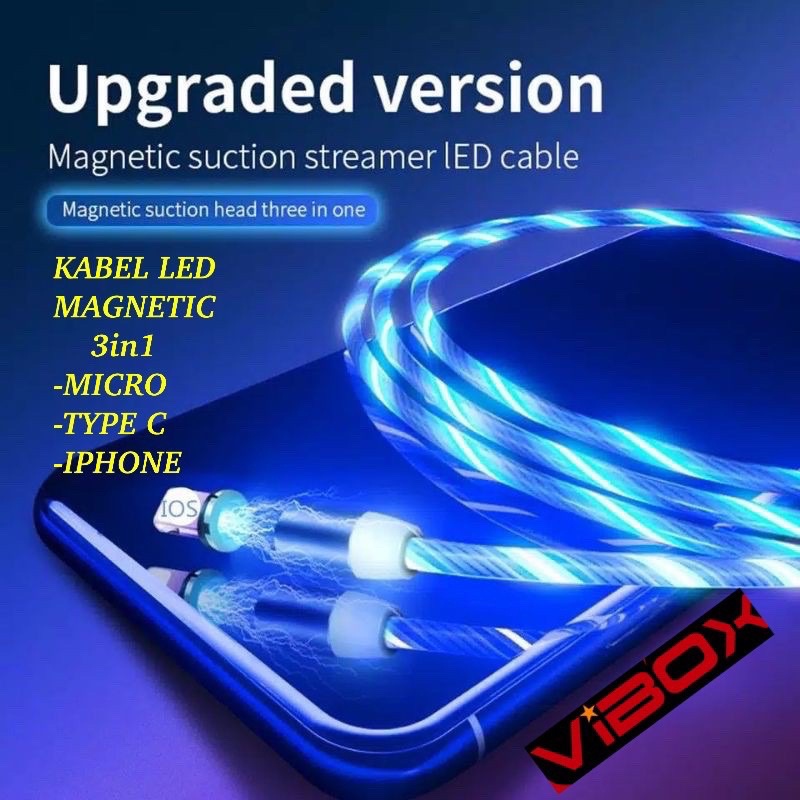 PROMO KABEL VIBOX LED DISKO MAGNET 3IN1 MICRO TYPE C