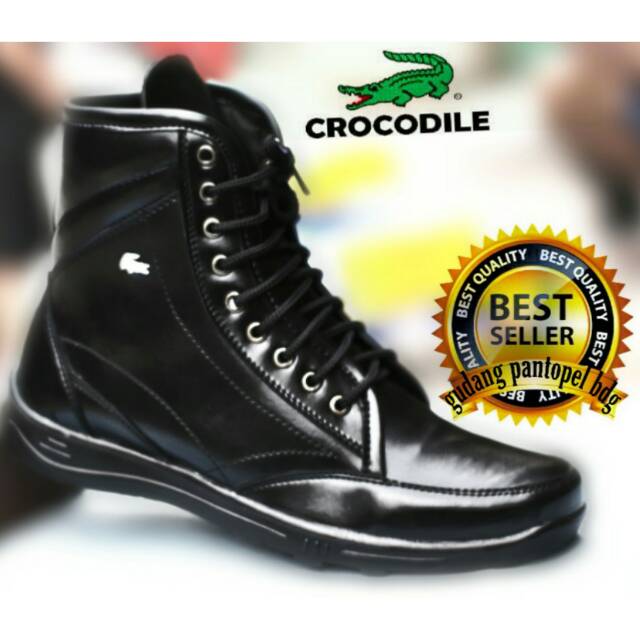 Sepatu pria SEMI SEMI BOOTS CROCODILE / HITAM Kerja Formal Kantor SANTAI
