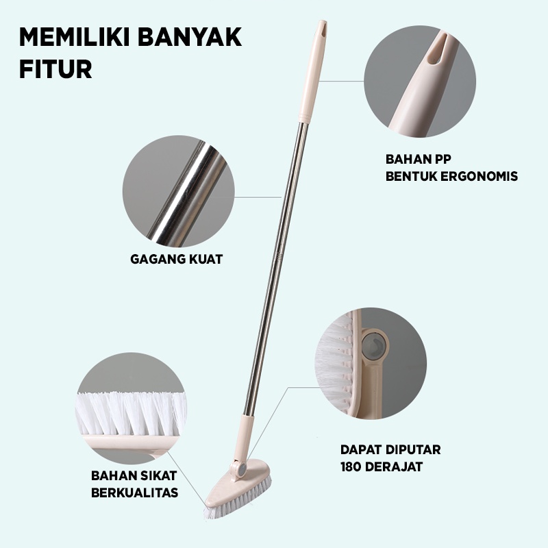 Sikat Lantai Pembersih Dinding Kamar Mandi Gagang Panjang Portable