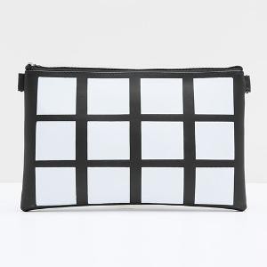 Unik tas selempang cewek sling bag wanita motif kotak hitam putih bta292 Berkualitas