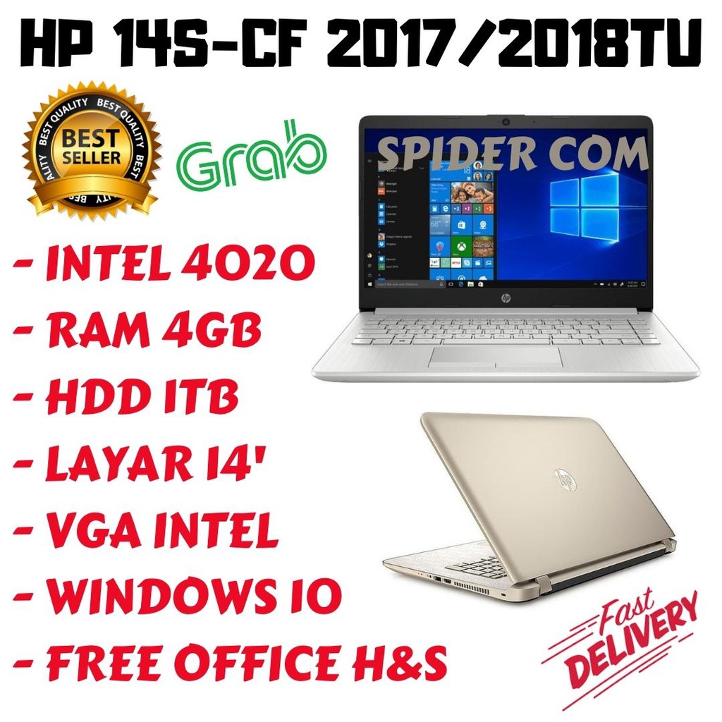 PROMO HP 14S-CF 2017/2018TU|INTEL 4020/4GB/1TB/14'/VGA INTEL/WIN10+OFFICE RESMI