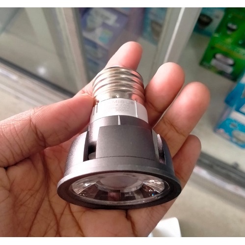 LAMPU LED SOROT MODEL MR 16 DAYA 5W 5 WATT FITTING E27 MERK KAMISU BODY HITAM