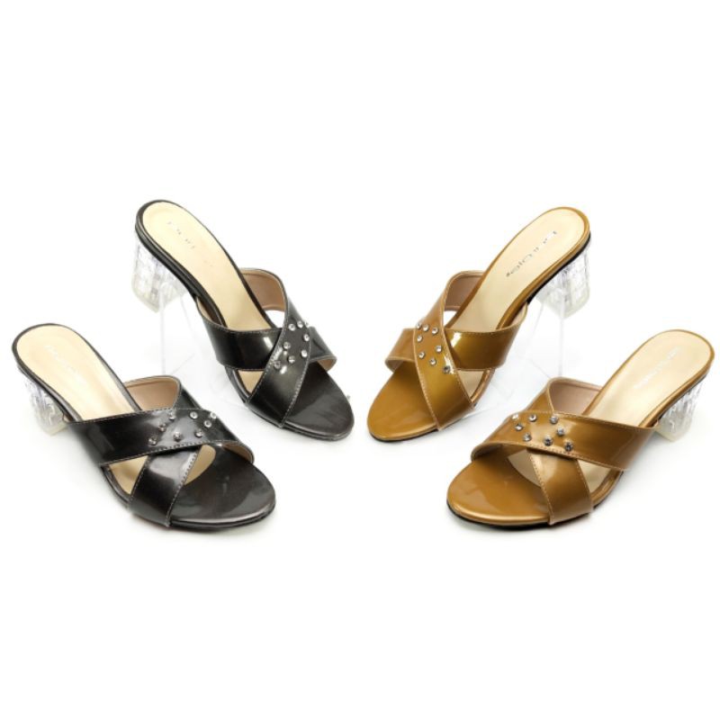 SANDAL WANITA HEELS KACA PURPLE 054